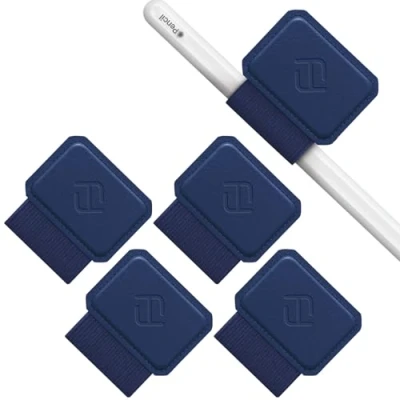 Bild av FINTIE Pennhållare kompatibel med Apple Pencil Pro/Pencil (USB C)/Pencil (2/1:a generationen) [4 st] pennslinga självhäftande tejp fäst på fodralen anteckningsböcker, mörkblå