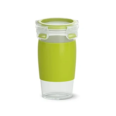 Bild av Emsa N10715 Clip &amp; Go Smoothie mugg 450 ml kapacitet rund 100% tät diskmaskinssäker transparent/ljusgrön 1 styck (1 pack)