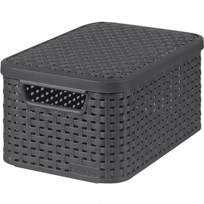 Bild av Curver CU rottingstil korg L + lock 03619, grå, 44 x 33 24 cm