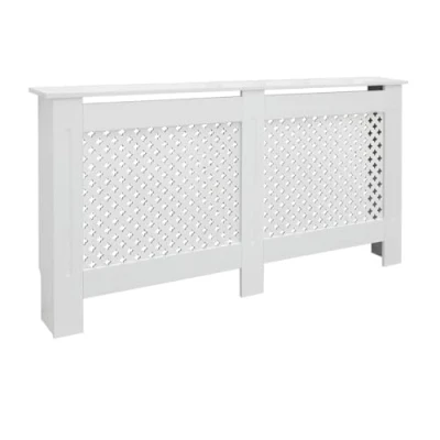 Bild av ECD Germany Radiator Skydd med vaxkakemönster 152x19x82 cm Vitlackerad MDF för sovrum Vardagsrum Radiatorskydd Värme