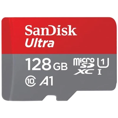 Bild av SanDisk Ultra 128GB microSDXC Kort + SD adapter, för Android smartphones och surfplattor, upp till 140 MB/s, med A1 App Prestanda, UHS I, 10, U1