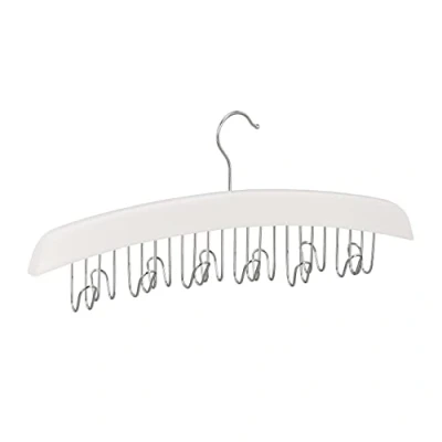 Bild av Relaxdays Bälteshållare garderob, 12 bälten, 360 vridbar krok, lotusträ, 17,5 x 43 5,5 cm, vit/silver, 1 st