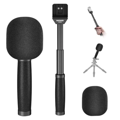 Bild av NEEWER 13 tum/33 cm handhållen teleskopisk Lavalier mikrofon med anti off kall sko skum mössa intervju mikrohandtag kompatibel Rode Wireless Go II DJI Mic CM22/CM28/CM28PRO/CM31, MS005