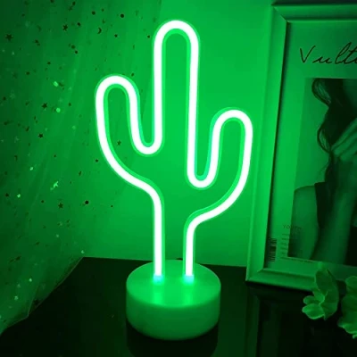 Bild av Niwwin Neonskyltar i form av en kaktus, bordslampa, dekorativa neonlampor batteri eller USB drivna, dekoration, nattlampa, för jul, födelsedagsfest, vardagsrum, sovrum, barn, gåvor