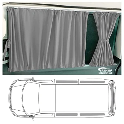 Bild av BREMER Sittöverdrag mått gardiner solskydd kompatibla med VW T3 Transporter Multivan Caravelle 19791992 i grått campingtillbehör husbilstillbehör campare set 705