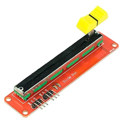 Bild av Skjutpotentiometer med trådknapp, 10 kΩ motstånd, k slide potentiometer analog utgång, t.ex. för arduino