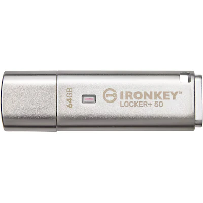 Bild av Kingston IronKey Locker+ 50 USB minne XTS AES kryptering för dataskydd med automatisk USBtoCloud säkerhetskopiering IKLP50/64 GB