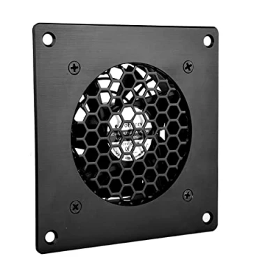 Bild av Euroharry USB fläkt, 80 mm justerbar 3 växlad 5 V/0,3 A med en modern borstad svart aluminiumram, för hemmabio AV skåpkylning