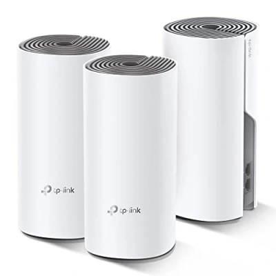 Bild av TP Link Deco E4 Mesh WLAN set (3 pack), AC1200 Dual Band Router &amp; Repeater (räckvidd upp till 370 m², perfekt för stora hus med flera enheter) Vit