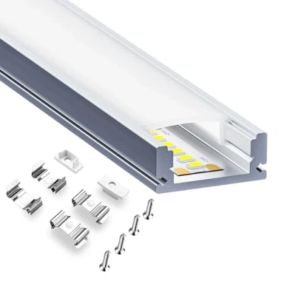 Bild av HOOLED aluminium profiler för LED remsor 1 meter x 6 st (6 m), rektangulär 17,4 mm 7 mm, Med matt ogenomskinligt PC lock
