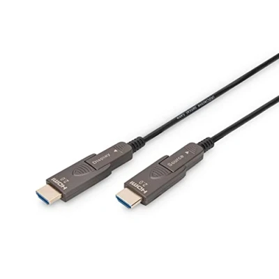 Bild av DIGITUS HDMI AOC fiberoptisk kabel 2.0b 4k/60Hz löstagbara kontakter guldpläterade 10 m svart