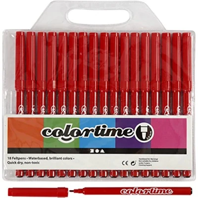 Bild av Colortime Markörer, 2 mm linjer, röd, 18 st