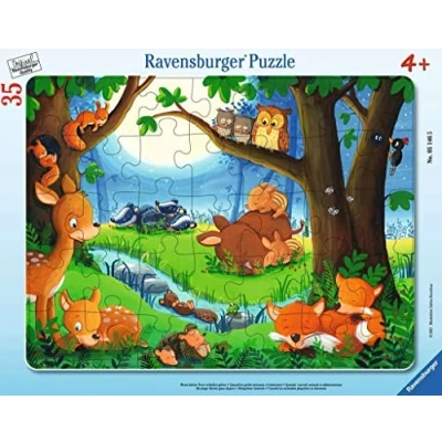 Bild av Ravensburger Barnpussel 05146 När små djur ska sova rampussel för barn från 3 år, med 35 delar