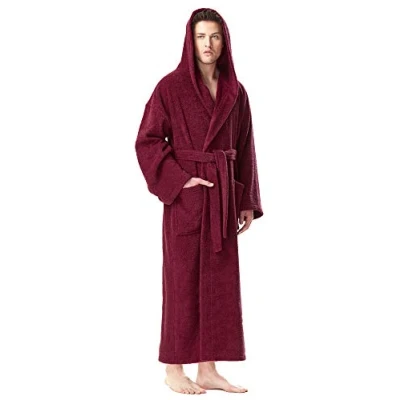 Bild av Arus Badrock med huva för män, vaddlängd, Färg: Bordeaux, Män Storlek: L, Unisex L XL