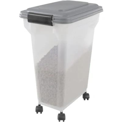 Bild av Iris Ohyama, Box, Matbehållare, Plastfoder med lock, hjul och spade, L36,5 x D25 H44 cm, Lufttät, BPA fri, För hundar katter, ATS M, Iron Grey