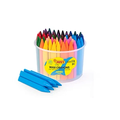 Bild av Jovi Jumbo Easy Grip Crayons, Burk med 72 triangulära kritor, Diverse färger, Superresistent och högpresterande, Glutenfri (973/72)