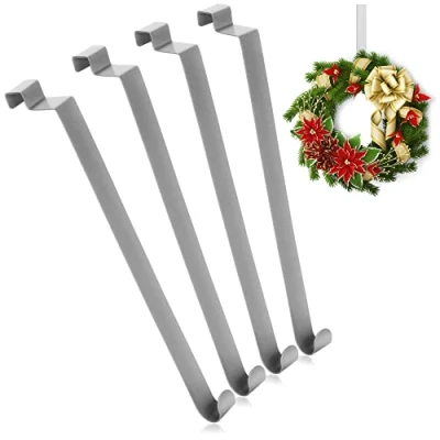 Bild av COM FOUR® 4x dörrkrokar av rostfritt stål 26 cm krokar för dörrkransar och dekoration hängare lägenhetsdörrar inredningssidor klädkrokar upphängning