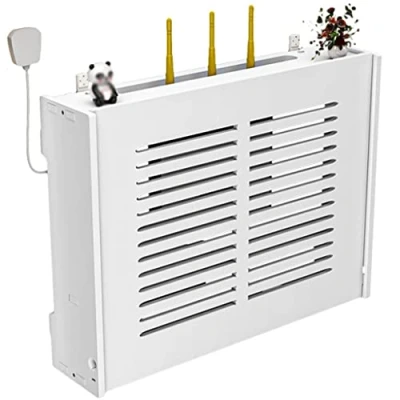 Bild av Cabinets Flytande Hylla, Förvaringslådor För Wifi router, Förvaringshylla Vägghängande Pluggbräda, Trälåda Kabel Strömkabelfäste (Color : White, Size 47x11x36cm)