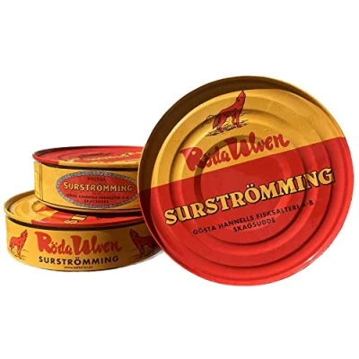 Bild av Surströmming kyld frakt svensk specialitet Röda Ulven 300 g/400 g burk (fermenterade strömmingar Challenge Fisk från Sverige