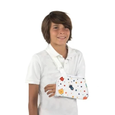 Bild av Mobiclinic®, Arm Sling kids, storlek M, 100% bomull, Spanskt märke, för barn, Justerbart band, axelskydd, Underarm 29cm, Latexfri, Monster Print