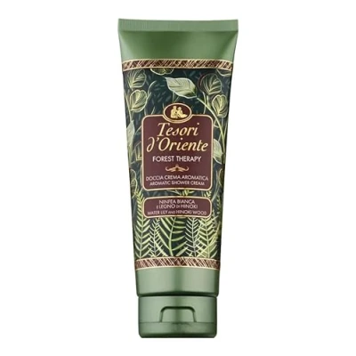 Bild av Tesori d&#039;Oriente Forest Therapy Cream Dusch från Blomnoterna av Hinoki Vit Näckros och Trä, rengör försiktigt huden, ger avkoppling välbefinnande, 250 ml