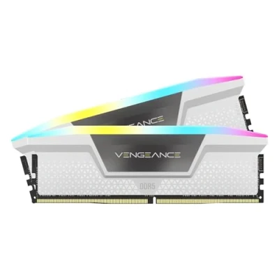 Bild av CORSAIR VENGEANCE RGB DDR5 RAM 32GB (2x16GB) 6400MHz CL32 Intel XMP iCUE Kompatibelt Datorminne Vitt (CMH32GX5M2B6400C32W)