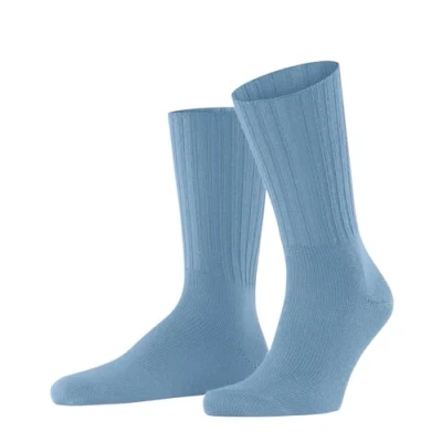 Bild av FALKE Nelson herrstrumpor andningsbara klimatreglerande luktneutraliserande ull utan elastisk förstärkt slitstark tjock varm extra mjuk ribbad enkel perfekt för vardaglig affärslook 1 par, Blå (luftig