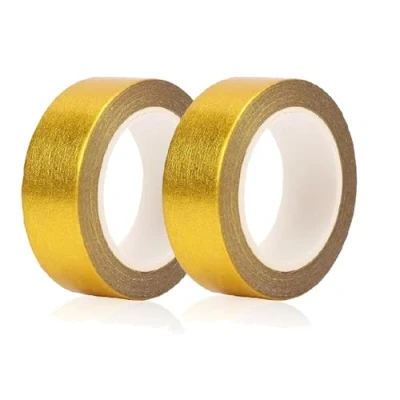 Bild av Lunpog 2 rullar washi Tape guld, 15 mm x 5 m guldfolie tejp metallisk tejp, glänsande guldtejp för scrapbooking hantverk dekoration klippbok