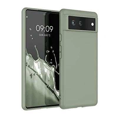 Bild av kwmobile fodral kompatibelt med Google Pixel 6 mjukt TPU silikonfodral skydd lämpligt för trådlös laddning grågrön