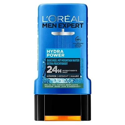 Bild av L&#039;Oréal män Expert duschgel och schampo för män, duschbad rengöring av kropp, hår ansikte, kroppsvård återfuktad hud med Mountain Water, Hydra Power, 1 x 250 ml