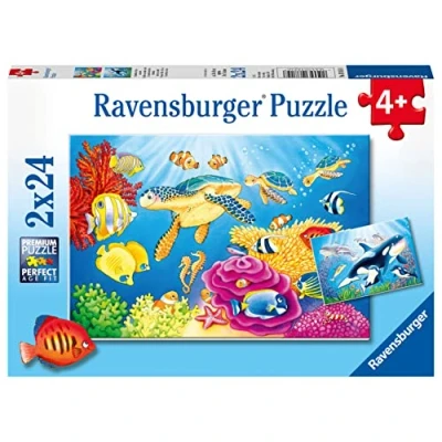 Bild av Ravensburger 07815 2x24 bitar Barnpussel från 4 år perfekt ålderspassning Vibrationer under havet en rolig aktivitet för familjen och barnen