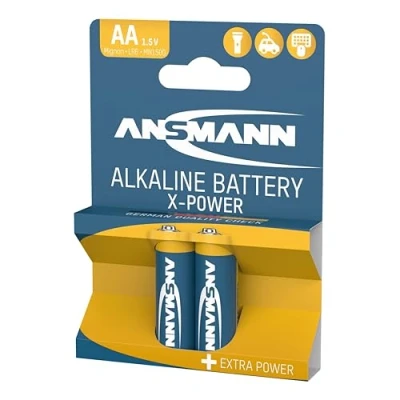 Bild av Ansmann 5015613 AA batterier [2 pack] Långvarig alkalisk engångs typ 1,5 V X POWER batteri för ficklampor, väckarklockor, väggklockor, leksaker, kameror, fjärrkontroller, spelkonsoler