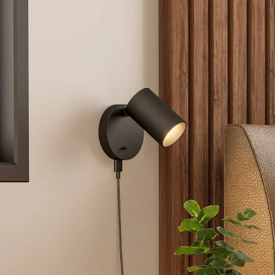 Bild av Deko Light CAN TILT spotlight till vägg, svart, Ø 10 cm, metallbrytare USB