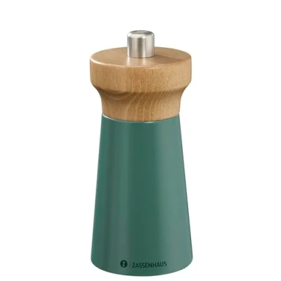 Bild av Zassenhaus Salzmühle WESTERLAND deep forest lackerat bokträ kvarnhuvud av med steglöst justerbar högpresterande keramisk kvarn kryddkvarn för salt 12 cm, Ø 5,4 cm