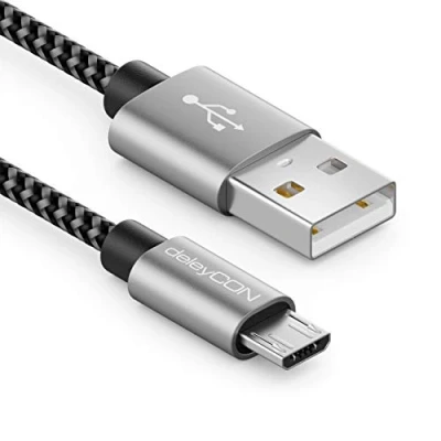 Bild av deleyCON 3,0m Nylon Micro USB Kabel Laddningskabel Datakabel Plugg av Metall Ladda och Synkronisera Mobiltelefon Smartphone Läsplatta