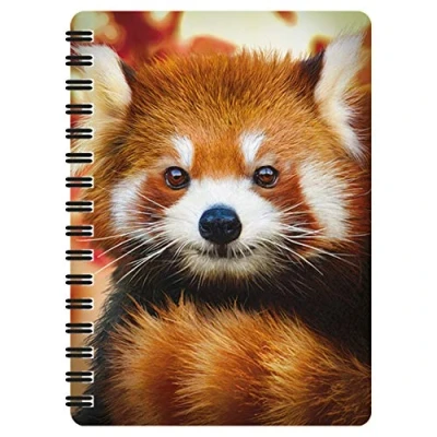 Bild av 3D LiveLife Jotter Baby Röd Panda från Deluxebase. Linskulär A6 Spiralbok med vanliga sidor i återvunnet papper. Konstverk licensierat den kända konstnären David Penfound.