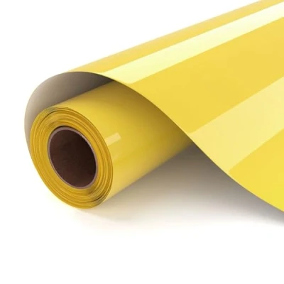 Bild av UIOK Flex självhäftande vinyl, gul 30,5 x 183 cm, flexfolie för tyger, Yellow HTV Hot Transfer Vinyler Cricut lätt att skära och ogräs