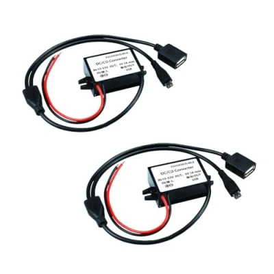 Bild av 2 st 12 V 36 48 till 5 USB omvandlare DC Buck module adapter 1055 mikro 3 A 15 W regulator