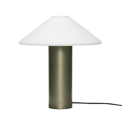 Bild av Hübsch Orbit bordslampa, mörkgrön, vit, järn, glas