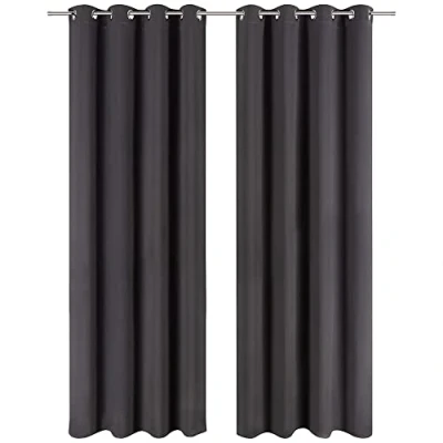 Bild av Blumtal Set med 2 mörkläggningsgardiner Termisk Mörkläggningsgardin öljetter Fönstergardin, 140 x 145 cm, svart...