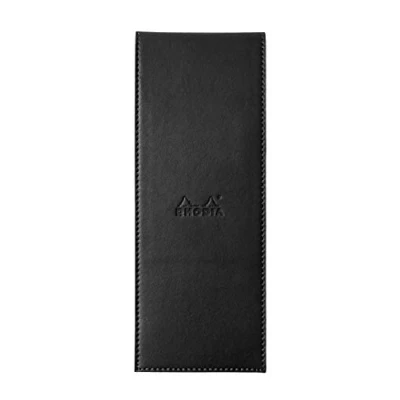 Bild av RHODIA 118099C Urklipp fodral + häftat anteckningsblock nr. 8 shoppingsvart 7,4 x 21 cm små fyrkanter 80 avtagbara ark vitt Clairefontaine papper g/m pennhållare fuskläder