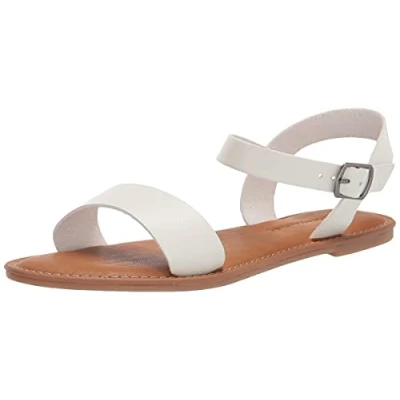 Bild av Amazon Essentials dam två remmar spänne sandal, Vitt, 9.5 US Wide