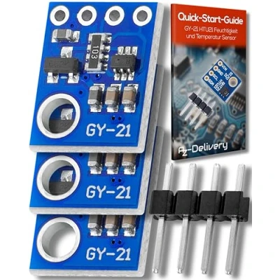Bild av AZDelivery 3 x GY 21 HTU21 Fukt och Temperatursensor kompatibel med Arduino Raspberry Pi inklusive en E Book!