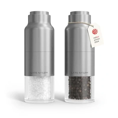 Bild av LARS NYSØM Salt och pepparkvarnset I rostfritt stål med justerbar malverk Flaskdesign Kryddkvarnset Manual (Stainless Steel)