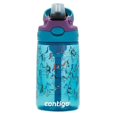 Bild av Contigo Easy Clean drickflaska för barn med lättrengjort Autospout munstycke sugrör, BPA fri robust vattenflaska, 100% läcksäker, idealisk förskolan, fritids, skolan och idrott, 420 ml