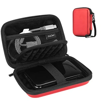Bild av ProCase Extern hårddiskväska fodral 6,35 cm 2,5 tum Eva universal elektronik powerbank väska skyddande kabelväska researrangör för wd My Passport Mobile, tillbehör, kabel, HDD, SSD röd