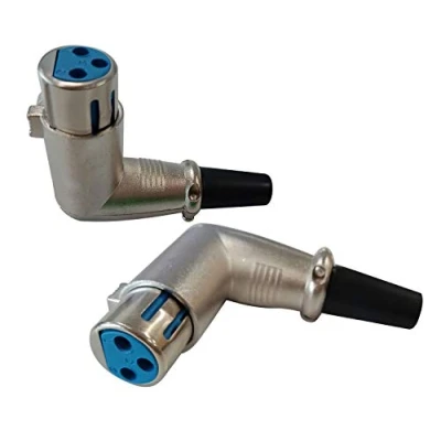 Bild av zdyCGTime DIY XLR adapter 90 grader 3 stift hona lödtyp ljud mikrofon högtalare anslutning (silver 2 pack) (XLR hona)