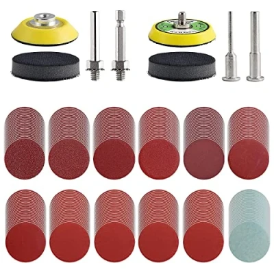 Bild av JTWEB 244 stycken slipskivor dyna kit 2 tum 50 mm korn 80/100/120/150/240/320/400/600/800/1000/1200/2000/3 000 pad poleringsdyna adapter, aluminiumoxid