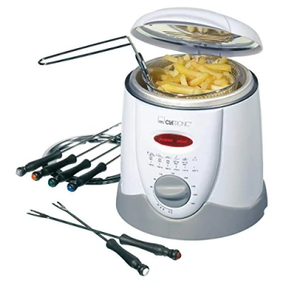 Bild av Clatronic Fondue fritös FFR 2916, 2 i 1 användning, kontrollpanel med kontrollskärm, 6 fonduegafflar, liter, vitgrå