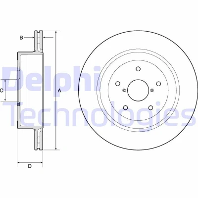 Bild av DELPHI BG4775C Disque de frein 316 20 5 ventilé revêtu non traité sans roulement roue, bague ABS SUBARU: Impreza II Berline